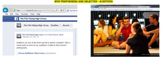Figure 6: Eportfolio Screenshot “How Performers are Selected – Auditions”