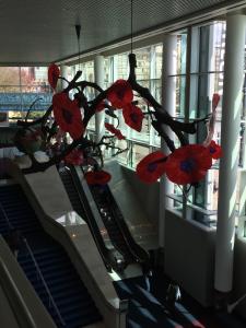 Glass Poppy Flower Sculptures at the Convention Center