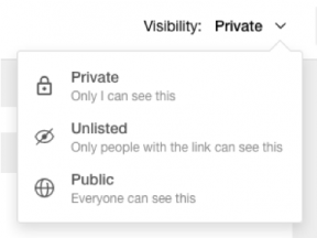 Image display of Wakelet's privacy options: private, unlisted, and public
