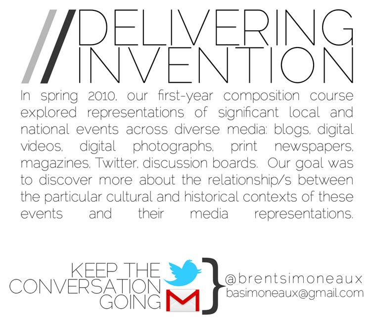Delivering Invention: This project utilizes Prezi as an inventional space to explore the cultural and historical contexts of significant media events.