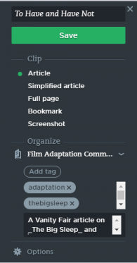 Figure 1: The Web Clipper Interface