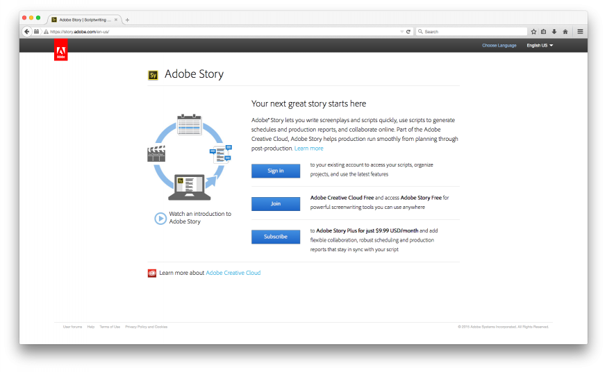 Adobe Story Screenshot