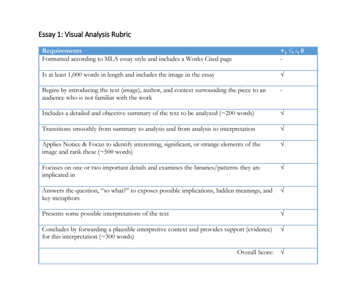 Visual Analysis Rubric